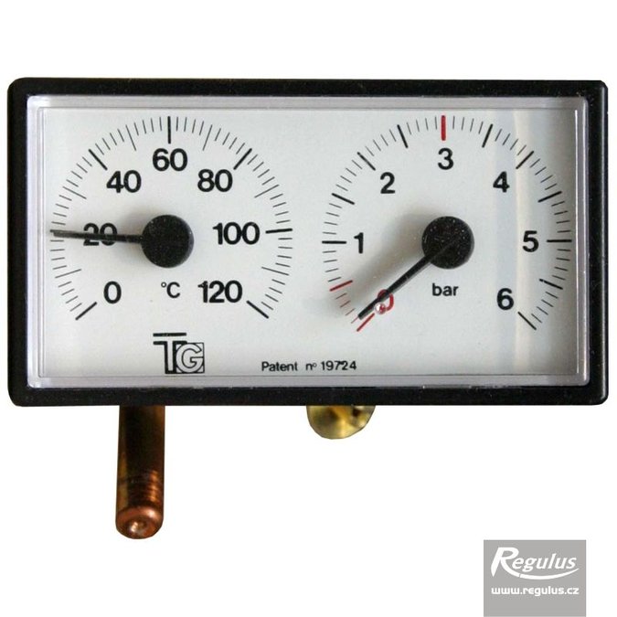 Photo: Termomanometer 0-120°C, 6 bar, kapilára 1 m, 42x78 mm