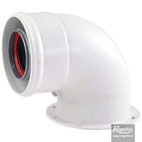 Picture: Koleno 90° s prírubou 60/100, Al/plast