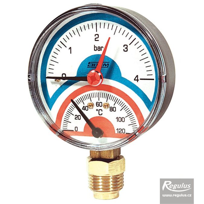 Photo: Termomanometer 0-120°C, 4 bar, pripojenie 1/2" dolný, d=80 mm